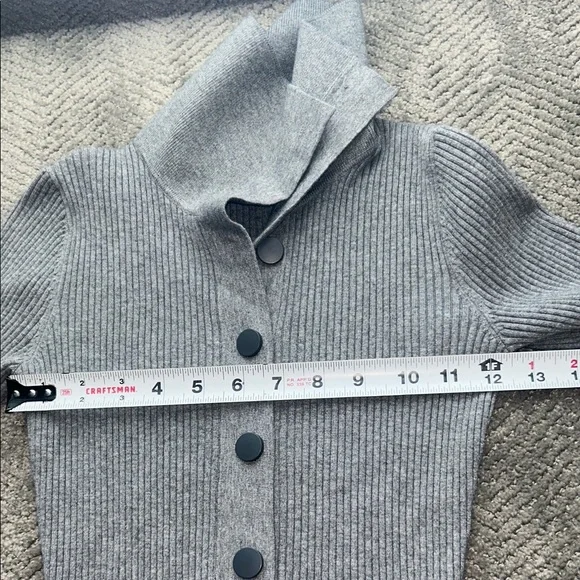 Reiss Grey Ribbed Knit Polo Top Button Front Long Sleeve Size S - Picture 9 of 11